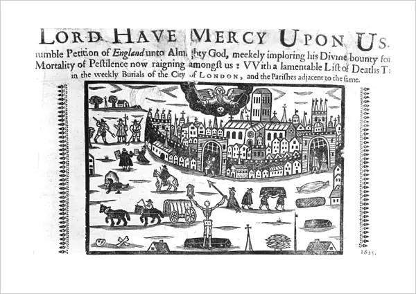 Lord Have Mercy Upon Us : The Plague in London (woodcut) (b  /  w photo)