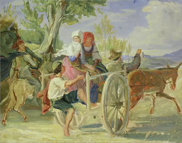 Italian Cart (oil on paper laid down on paperboard)