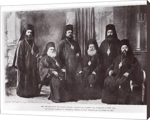 Bulgarian Bishops of Macedonia chased away from their diocese by Serbs, 1913 (b  /  w photo)