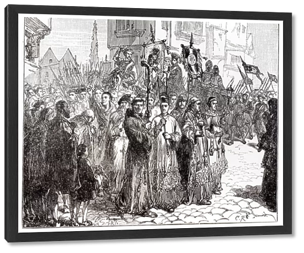 The Pilgrimage of Grace in 1536 (engraving) (b  /  w photo)