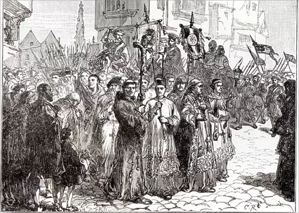 The Pilgrimage of Grace in 1536 (engraving) (b  /  w photo)