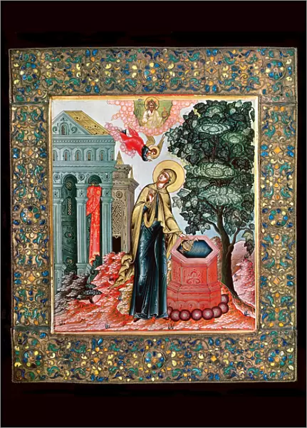 Annunciation at the Fountain (oil on panel with semi-precious stones)