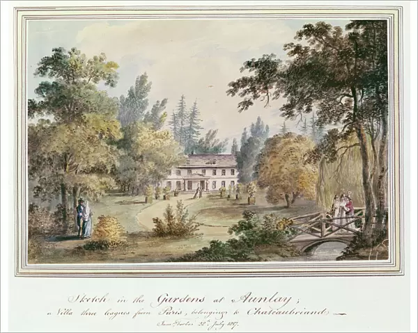 Sketch in the Gardens at Aulnay, 1817 (w  /  c on paper)