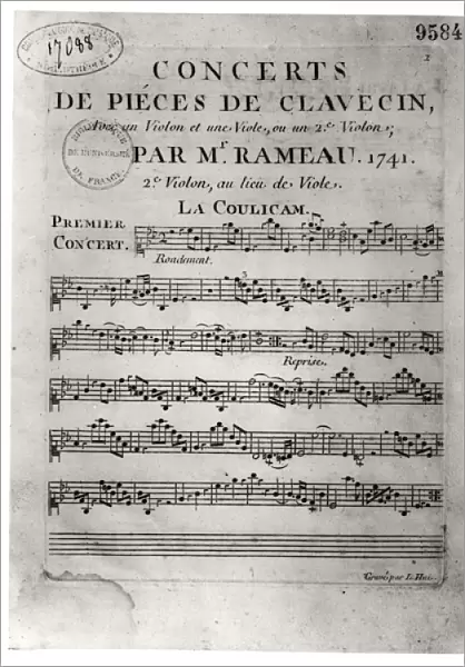Score sheet for Concerts de Pieces de Clavecin by Jean-Philippe Rameau