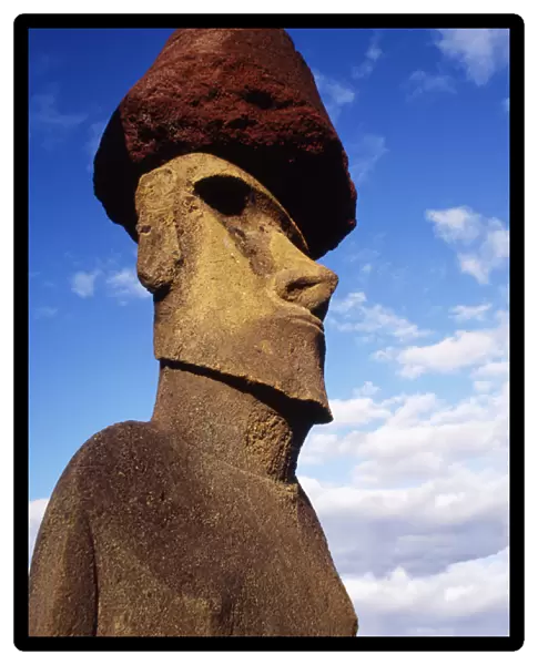 Monolithic statue on Ahu Nau Nau at Anakena Beach, Moai Culture, c. 1000-1600 (stone)