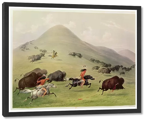 The Buffalo Hunt, c. 1832 (coloured engraving)