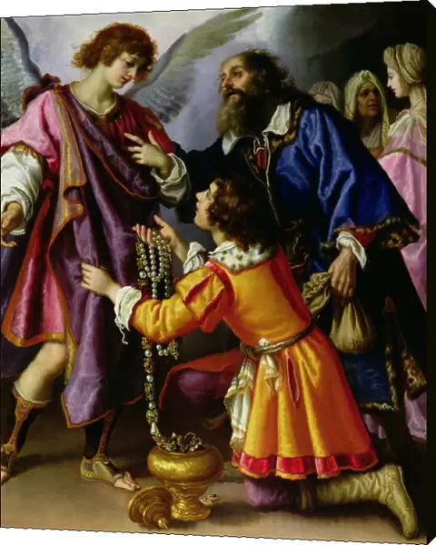The Angel Refusing Gifts from Tobias (oil on panel)