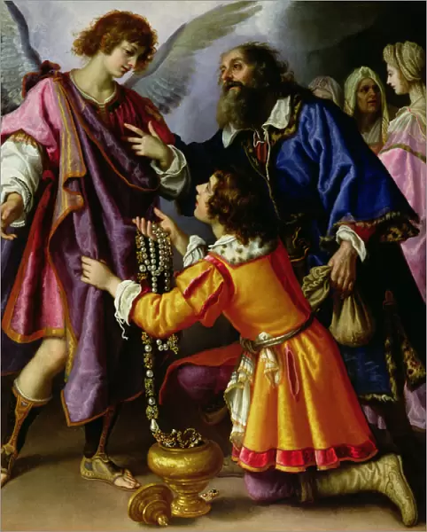 The Angel Refusing Gifts from Tobias (oil on panel)