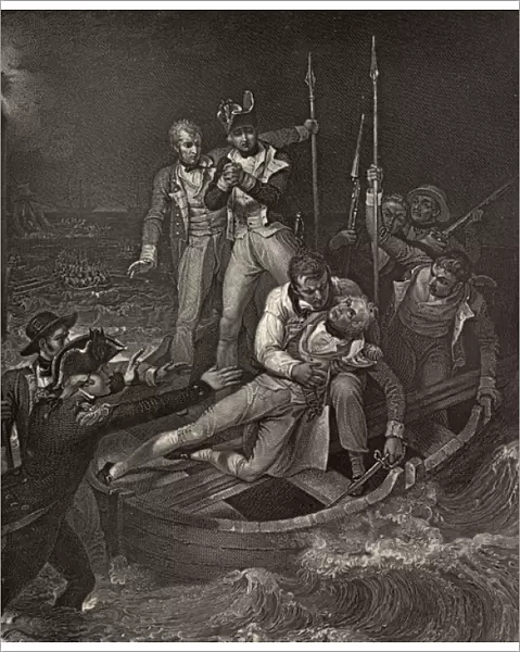 Nelson wounded at Tenerife in 1787, illustration from The Life of Nelson