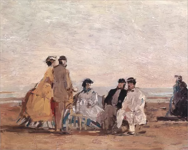 On the Beach at Trouville, c. 1865 (oil on canvas)