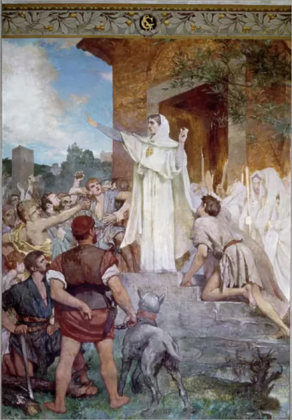 St. Genevieve Calming the Parisians on the Approach of Attila (c. 406-453) (fresco)