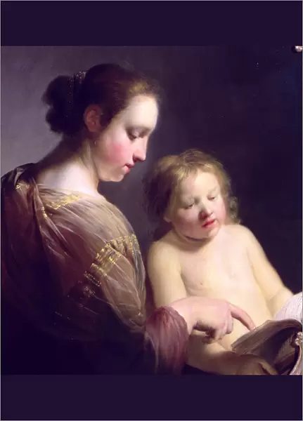 The Virgin Teaching the Infant Christ to Read, c. 1630 (oil on panel) (detail of 177874)