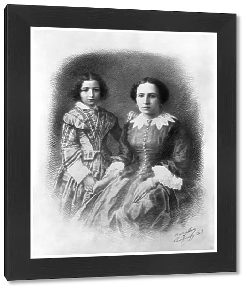 Sarah Bernhardt and her mother? (1844-1923) (b  /  w photo)