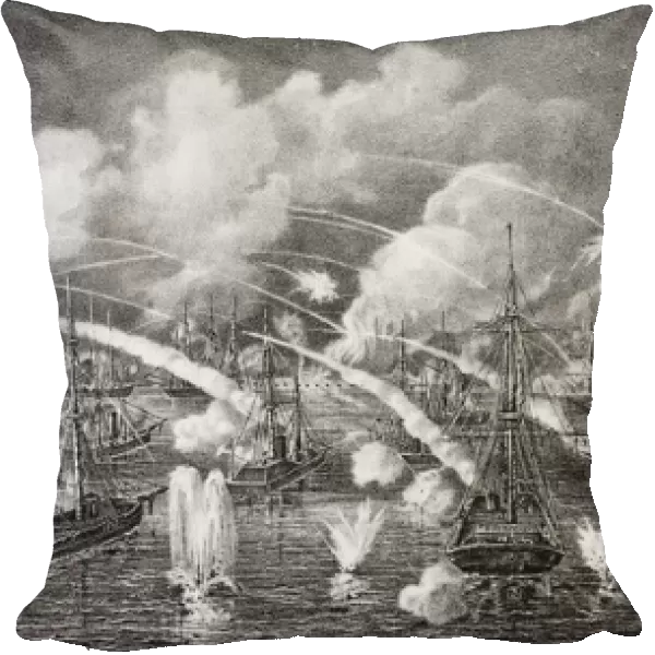 Midnight naval bombardment of Fort Jackson, Louisiana 1862 (litho)