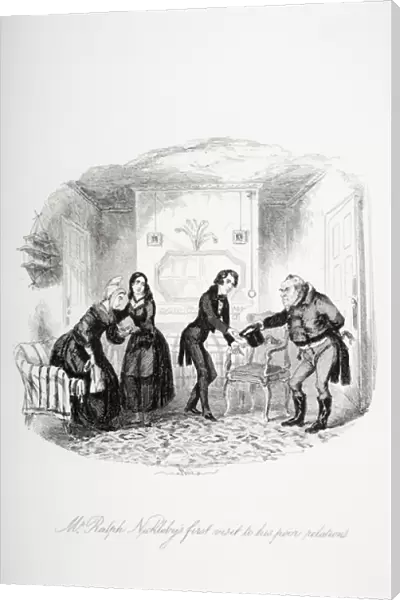 Mr. Ralph Nicklebys first visit to his poor relations, illustration from Nicholas