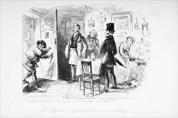 Mr. Baptist is supposed to have seen something, illustration from Little Dorrit