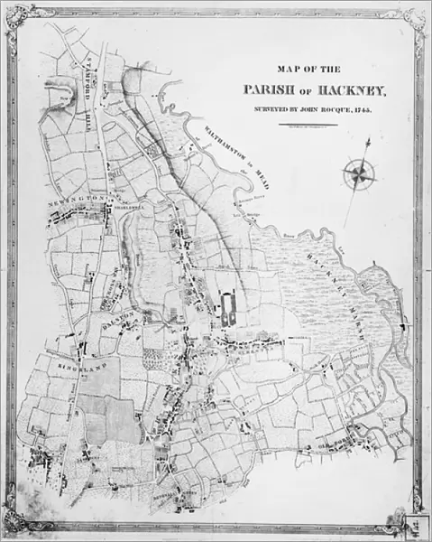Map of the Parish of Hackney, surveyed by John Rocque (c. 1709-1762) 1745 (litho)