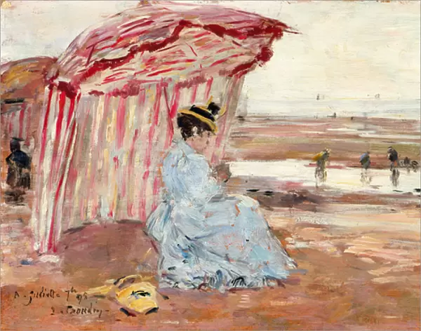 Woman Under Beach Umbrella, 1895 (oil on panel)
