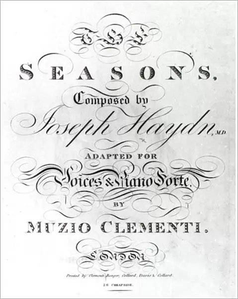 Cover of the score sheet of Seasons by Joseph Haydn (1732-1809) (engraving)