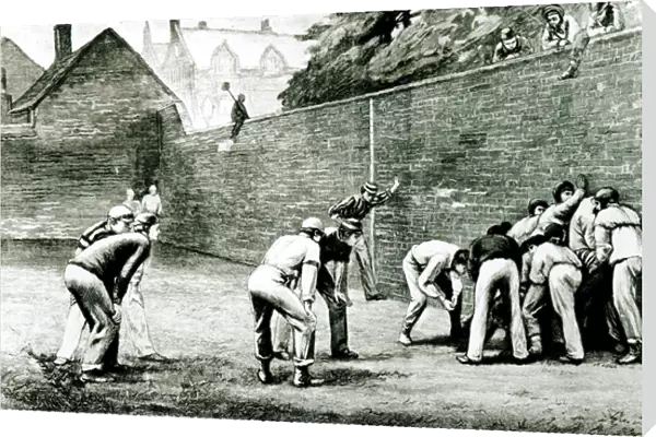 Football at the Wall at Eton (engraving) (b  /  w photo)