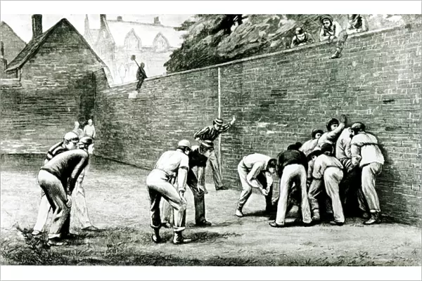 Football at the Wall at Eton (engraving) (b  /  w photo)