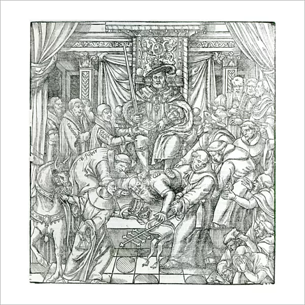 The Pope suppressed by King Henry VIII, 1534 (engraving) (b  /  w photo)