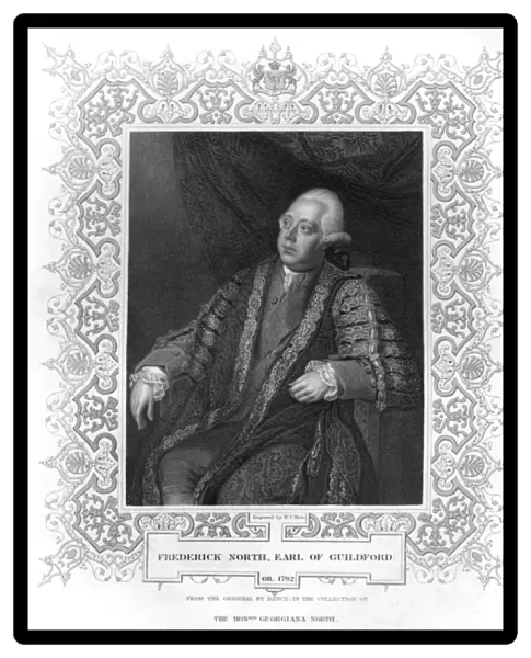 Portrait of Frederick North, Earl of Guildford (engraving) (b  /  w photo)