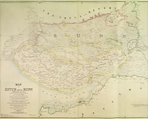 Map of Kutch and Runn, India, 1854 (colour litho)