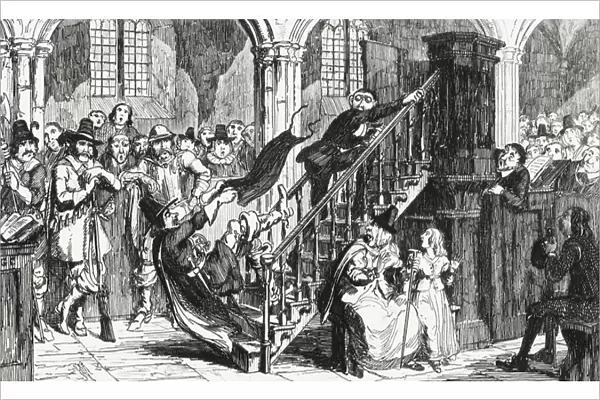 Reverend Holdenough during a Service, illustration from Woodstock by Sir Walter Scott