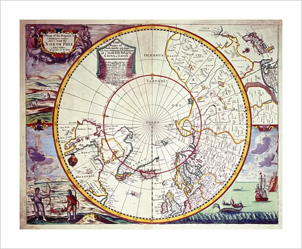 A Map of the North Pole (colour engraving)