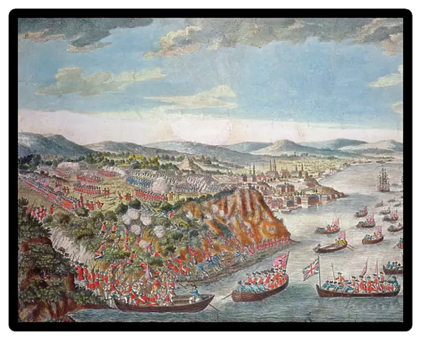 A View of the Taking of Quebec, September 13th 1759 (colour engraving)