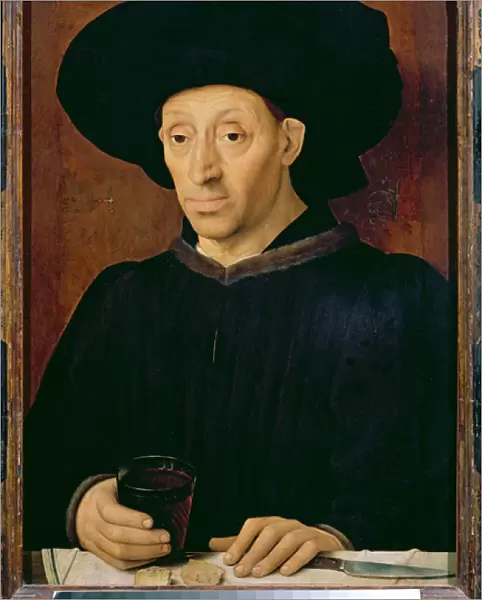 Man with a Glass of Wine (oil on panel)