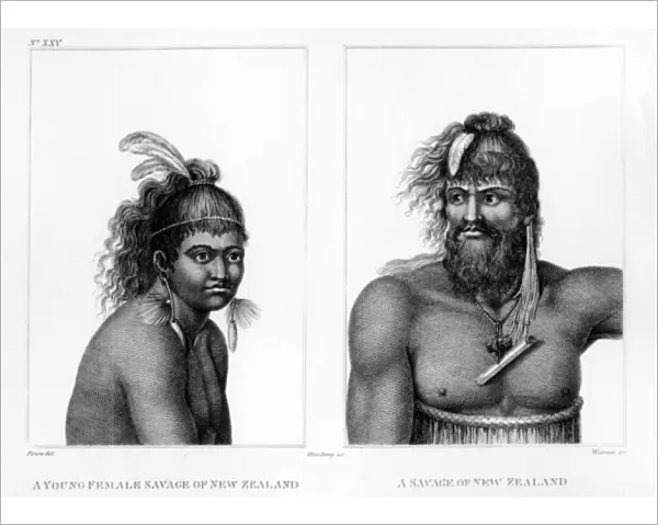 Two Savages of New Zealand, illustration from Labillardieres An Account