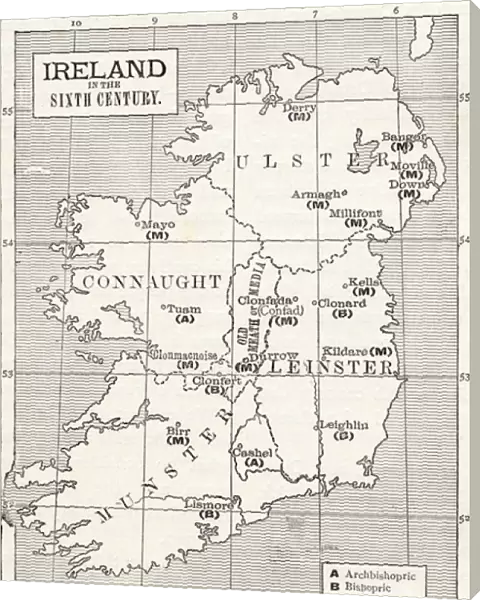 Map of Ireland in the sixth century, from the book The Church of England: A