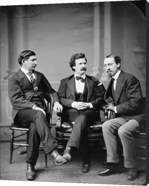 Mark Twain, George Alfred Townsend and David Gray, 1871 (b  /  w photo)