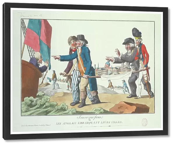 The English boarding their cities, November 1803 (coloured engraving)