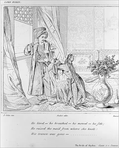 Scene from The Bride of Abydos by Lord Byron (engraving) (b  /  w photo)