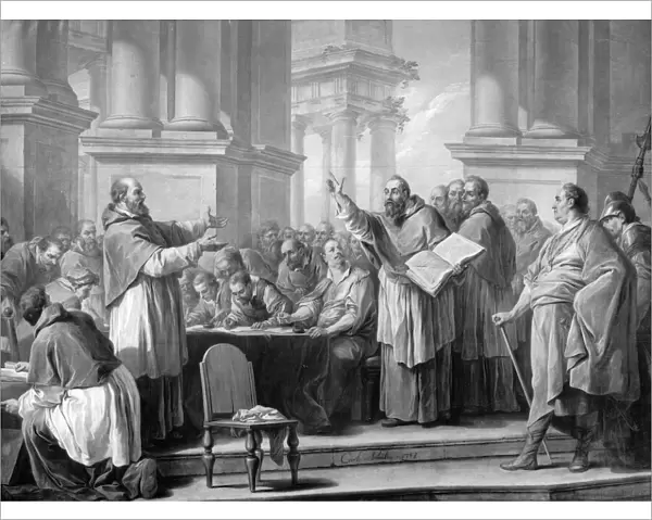 Meeting of St. Augustine and the Donatists (oil on canvas) (b  /  w photo)