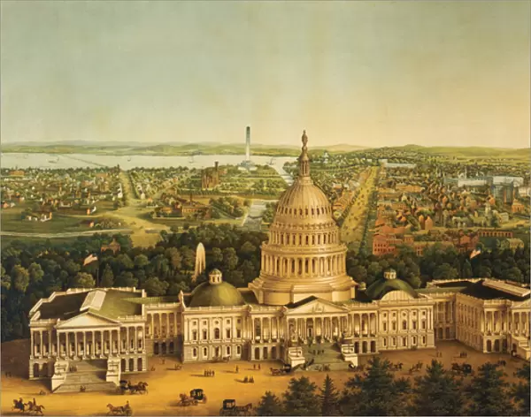 Washington, view of the city c. 1868 (colour litho)