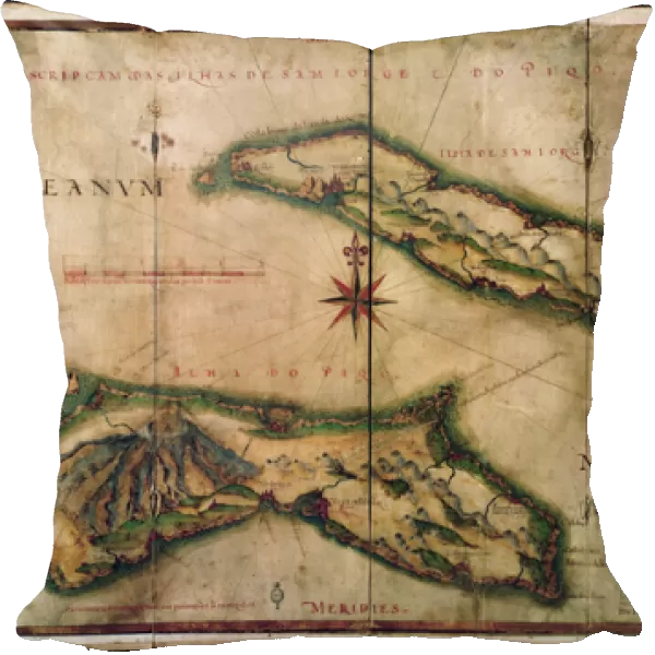 Geographic Map of the Azores, 1587 (litho)