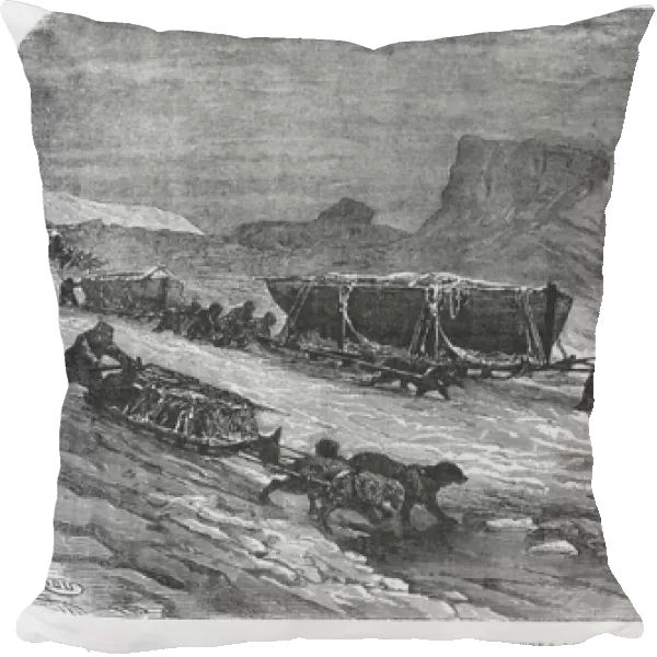 Pulling the sledges through the pack ice, illustration from Expedition du Tegetthoff