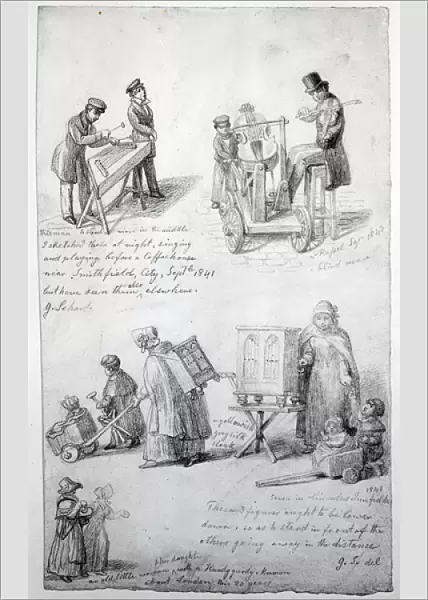 Musicians on the streets of London, 1841-43 (pencil on paper)