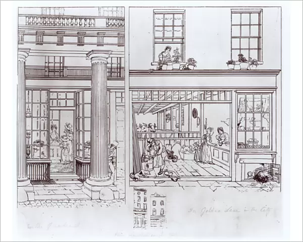 The Quadrant, Regent Street and Golden Lane, London, c. 1829 (pen on paper)
