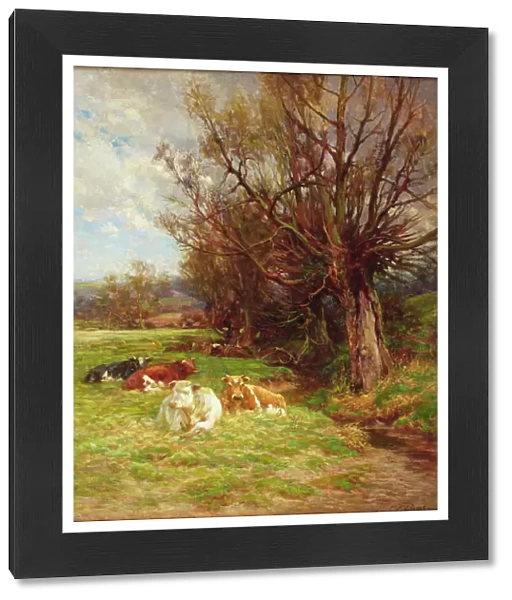 Cattle grazing (oil on canvas)