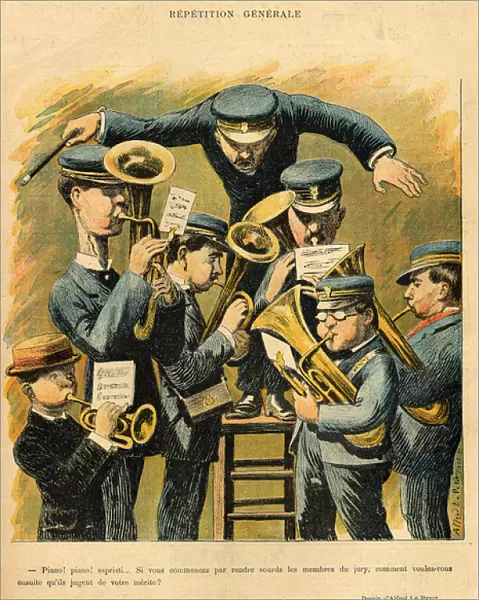 Band rehearsal, from the back cover of Le Rire, 16th April 1898 (colour litho)