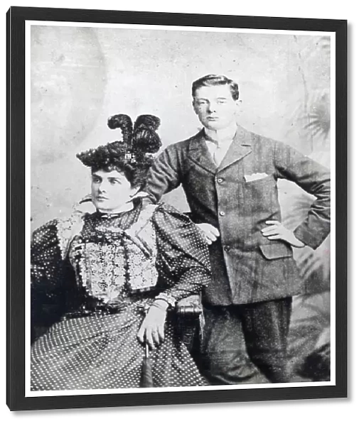 Winston Churchill with his mother, Lady Randolph Churchill (b  /  w photo)