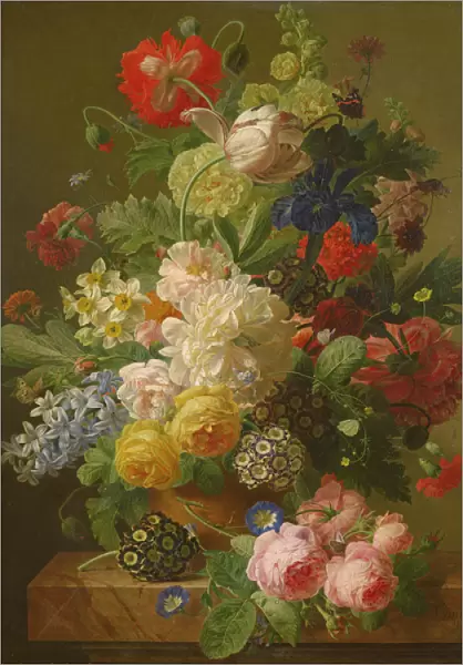 Flowers in a vase on a marble console table, 1816 (oil on canvas)