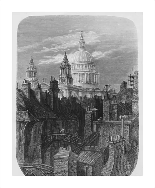 St. Pauls Cathedral and the slums, from London, A Pilgrimage, 1872