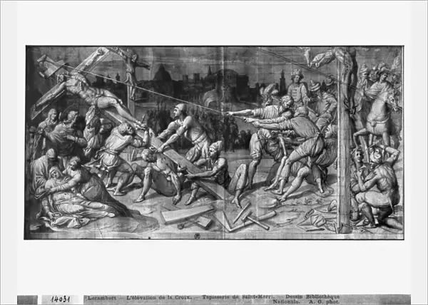 Life of Christ, the Raising of the Cross, preparatory study of tapestry cartoon for