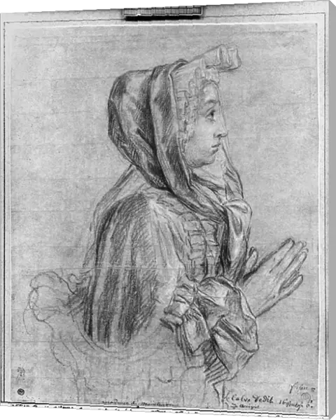 Half length profile of a woman with hands clasped, known as Madame de Maintenon